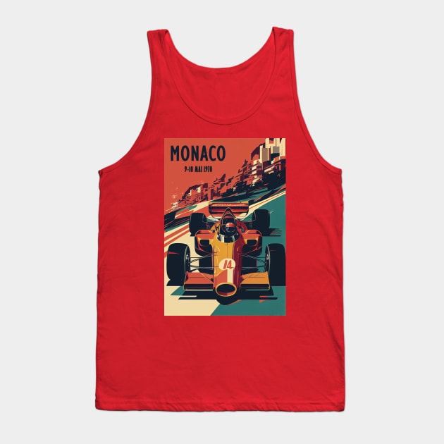 1970 Monaco Grand Prix Racing Travel Poster Tank Top by GreenMary Design